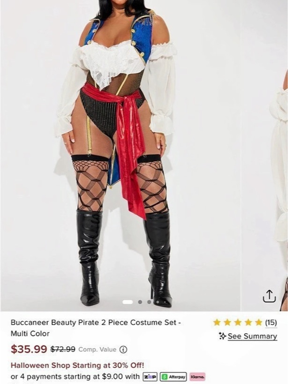 Fashion Nova Buccaneer Beauty Pirate 2 Piece Costume Set Costume Set Blue & Red